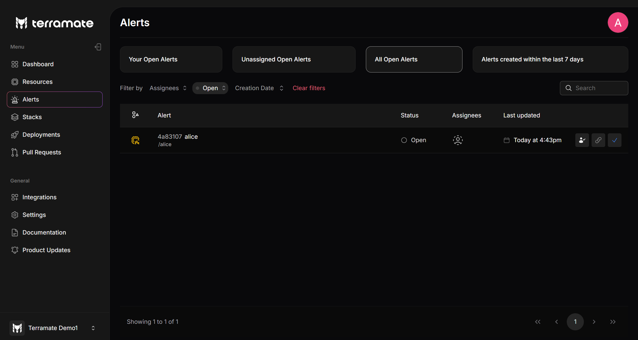 Alerts in Terramate Cloud