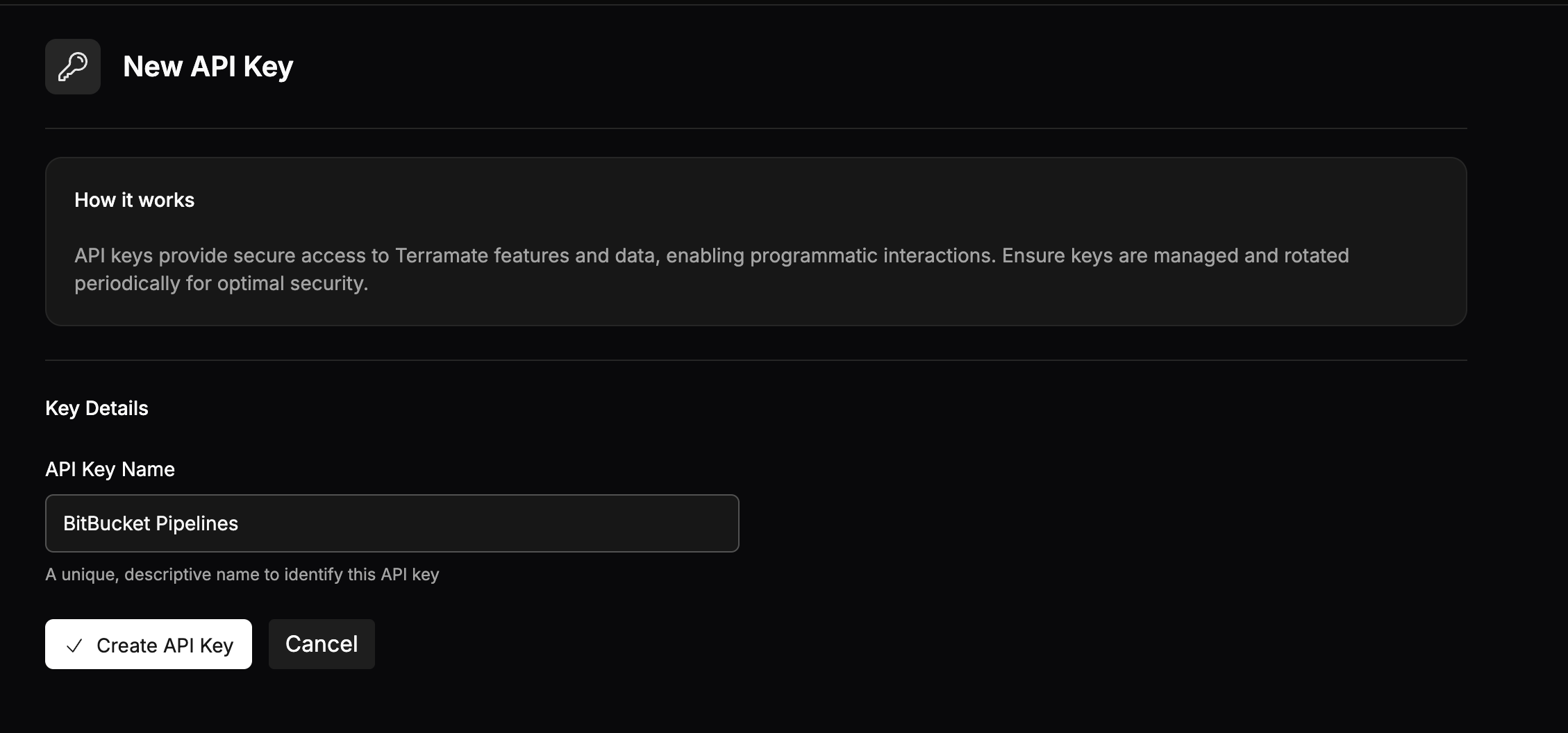 Terramate Cloud API Key for BitBucket Pipelines Terramate Cloud API Key for BitBucket Pipelines
