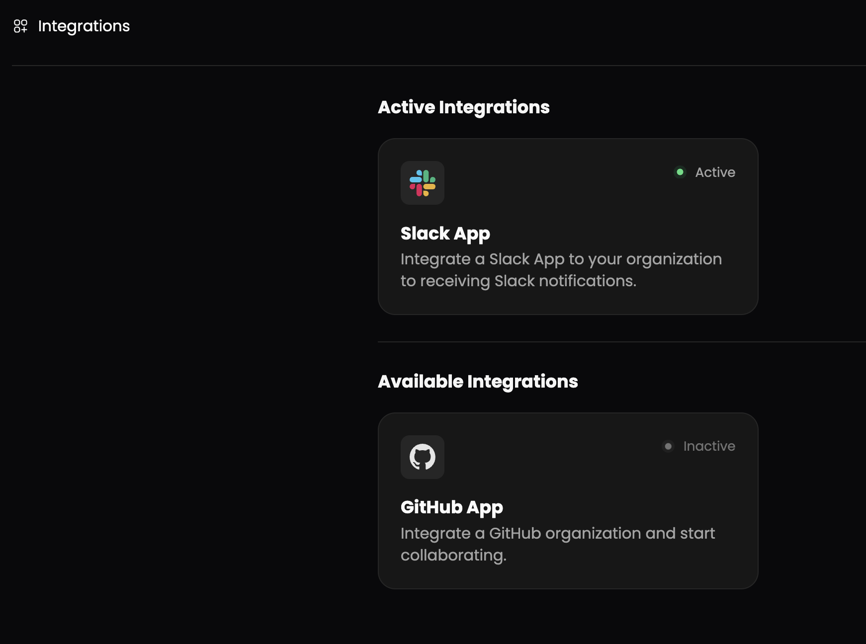 Integrations Page Integrations Page