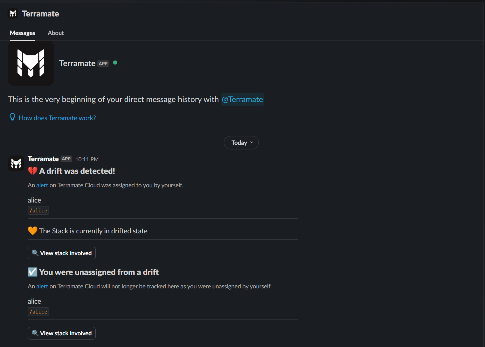 Slack alert notification