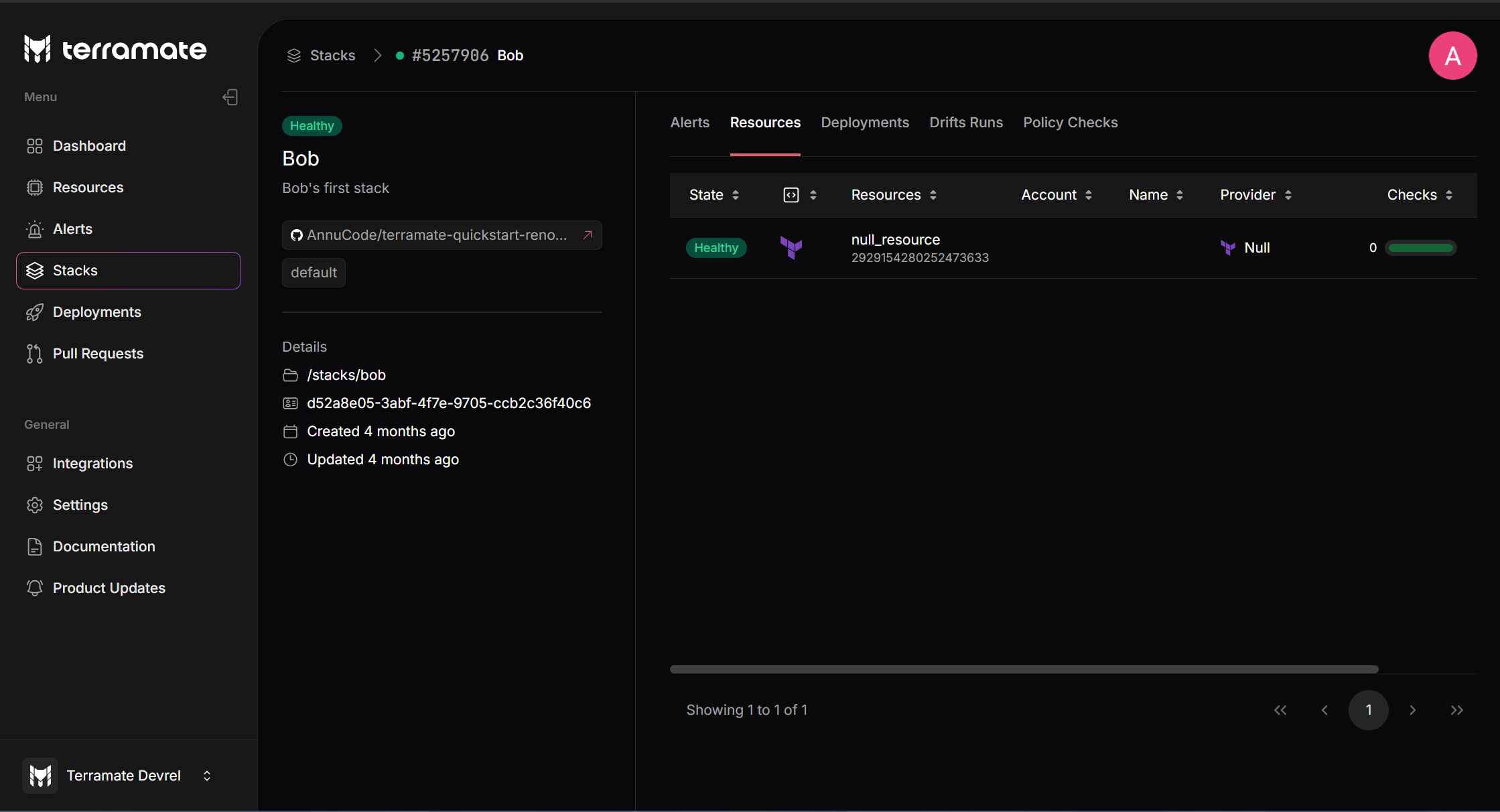 Terramate Cloud Stacks Details Stack Details